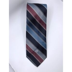 Vintage Aigner Men's‎ Necktie Striped Blue Gray Burgundy Logo Business Casual